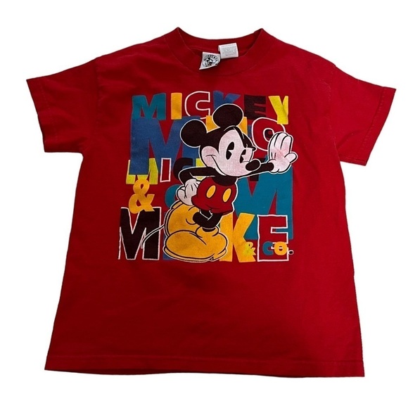 Vintage Kids Red Mickey Mouse Tshirt Size 5/6